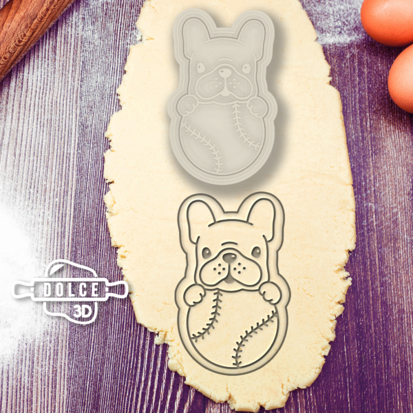 French Bulldog Baseball Cookie Cutter - Dolce3D