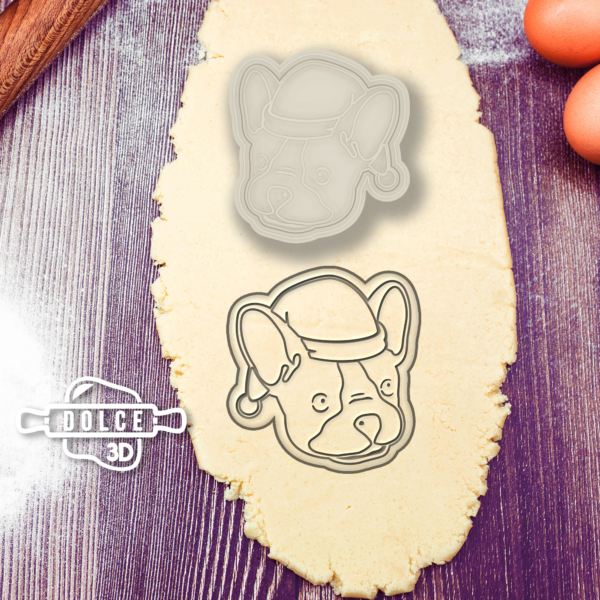 French Bulldog Santa Hat Christmas Cookie Cutter - Dolce3D