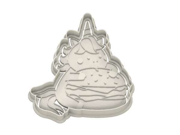 Chubby Unicorn with Burger Cookie Cutter - Dolce3D