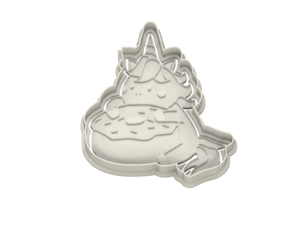 Chubby Unicorn with Donut Cookie Cutter - Dolce3D