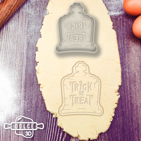 Trick or Treat Funny Quote Grave Cookie Cutter - Dolce3D