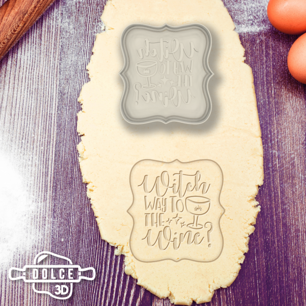 Witch Way to the Wine Funny Quote Plaque Cookie Cutter - Dolce3D