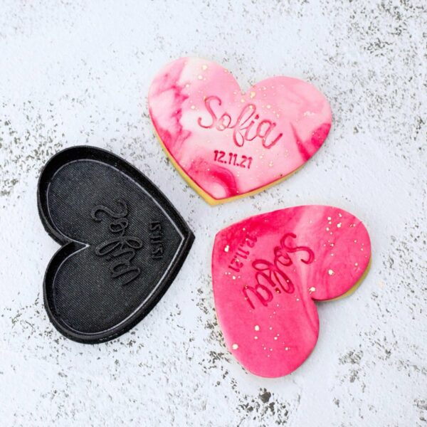 Custom Cookie Cutter Name and Date Heart | Digital STL File Download for 3D printer | Digital Download