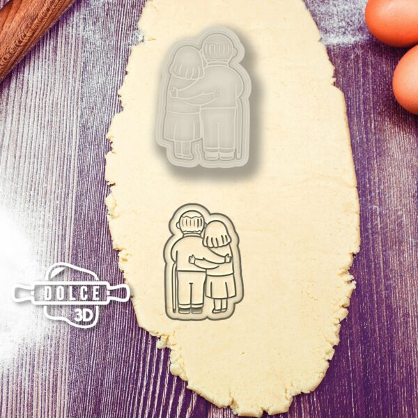 Old Couple Hugging Cookie Cutter | Digital STL File Download for 3D printer | Digital Download