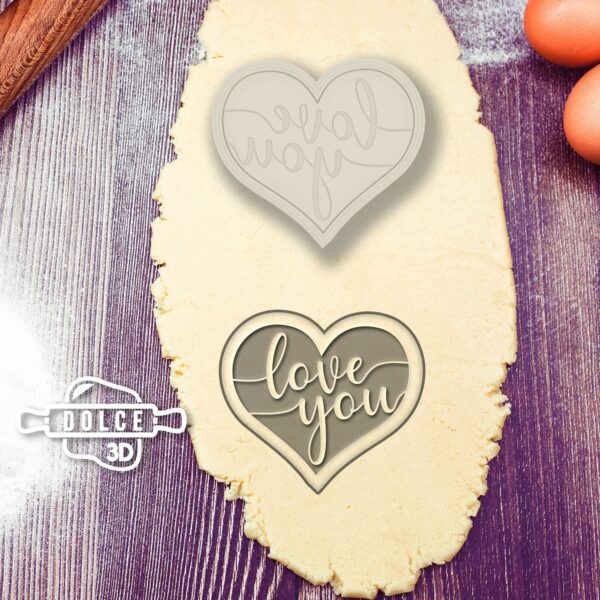 Heart Love You Outside stamp Cookie Cutter