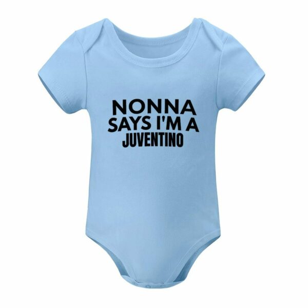 Juventus Baby Bodysuit Nonna Says I'm a Juventino – Cotton Romper for Baby Boy Girl – Italian Soccer Fan Gift - Image 9