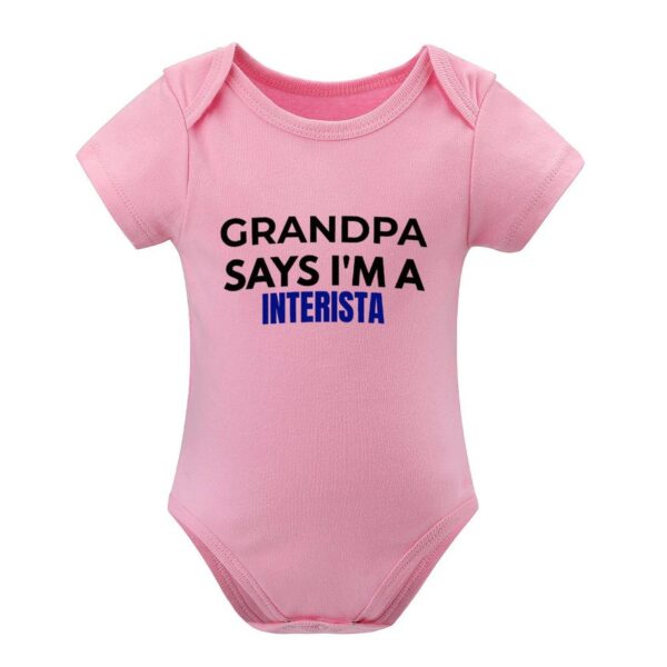 Inter Milan Baby Bodysuit Grandpa Says I'm a Interista– Cotton Romper for Baby Boy Girl – Italian Soccer Fan Gift - Image 6
