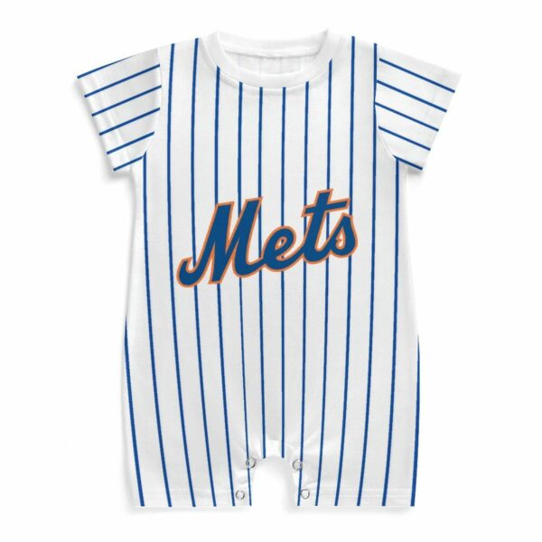 Custom Baby Baseball Jersey Bodysuit – Mets Inspired – Personalized Name & Number – Baby Shower Gift - Image 2