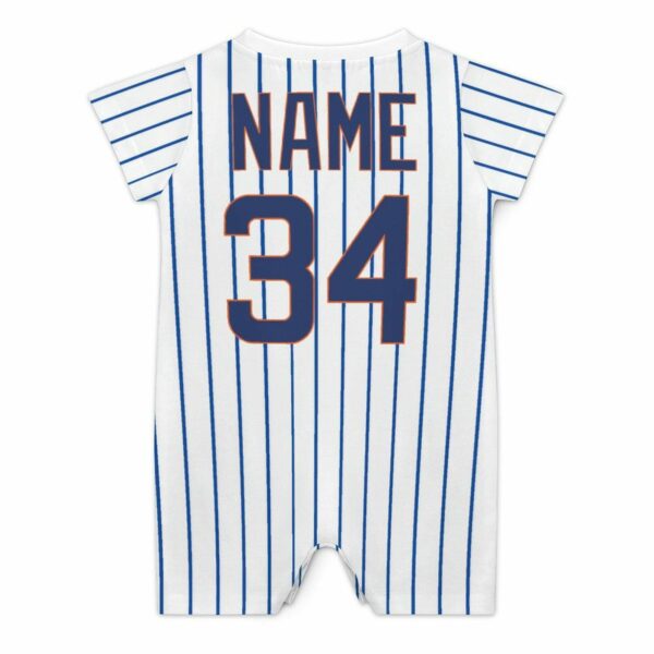 Custom Baby Baseball Jersey Bodysuit – Mets Inspired – Personalized Name & Number – Baby Shower Gift - Image 3
