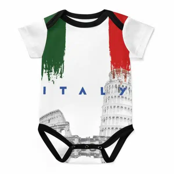 Italy Baby Romper – Italian Flag & Landmarks Bodysuit –  Baby Gift