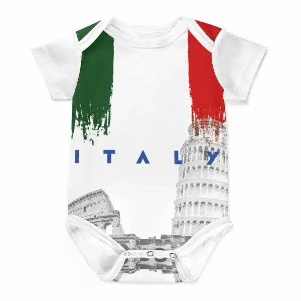 Italy Baby Romper – Italian Flag & Landmarks Bodysuit –  Baby Gift - Image 10